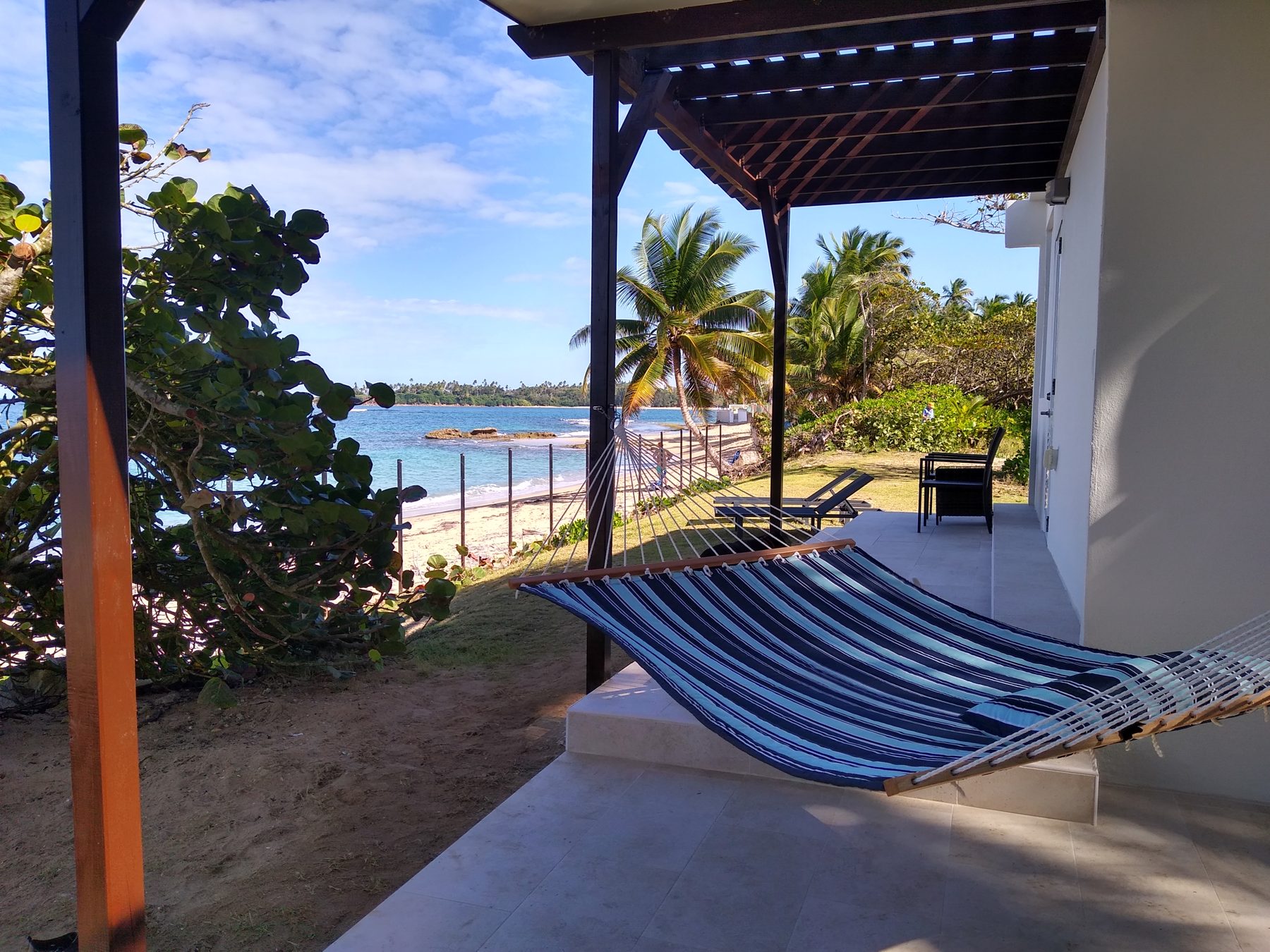 Hammock on a patio facing the sea